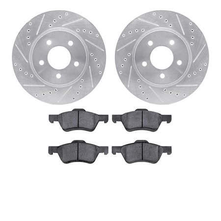 DYNAMIC FRICTION CO 7502-54173, Rotors-Drilled and Slotted-Silver with 5000 Advanced Brake Pads, Zinc Coated 7502-54173